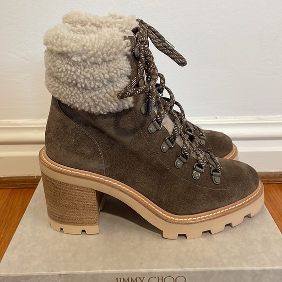 JIMMY CHOO, Eshe 65 Shearling Hiking Boots, size 38.5, Brand New in Box - Picture 5 of 11